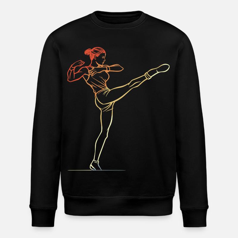 Kickboxen Mädchen Line Art - Stanley/Stella Unisex Bio-Sweatshirt ROLLER - Schwarz