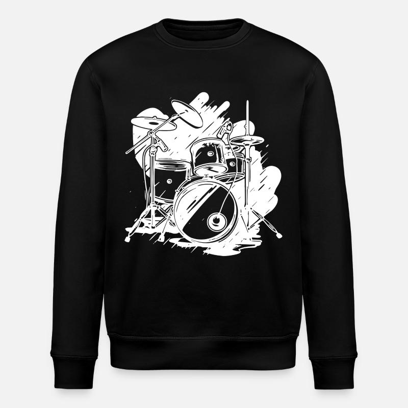 Schlagzeug Grafik - Stanley/Stella Unisex Bio-Sweatshirt ROLLER - Schwarz