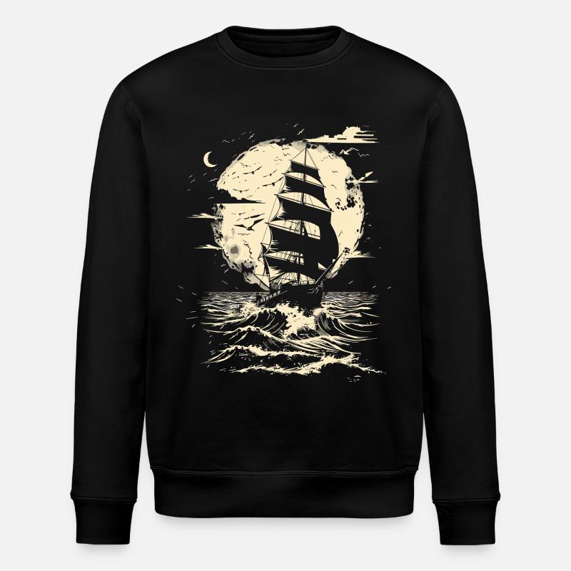 Sailing Drawing - Stanley/Stella ROLLER Unisex Organic Sweatshirt - black