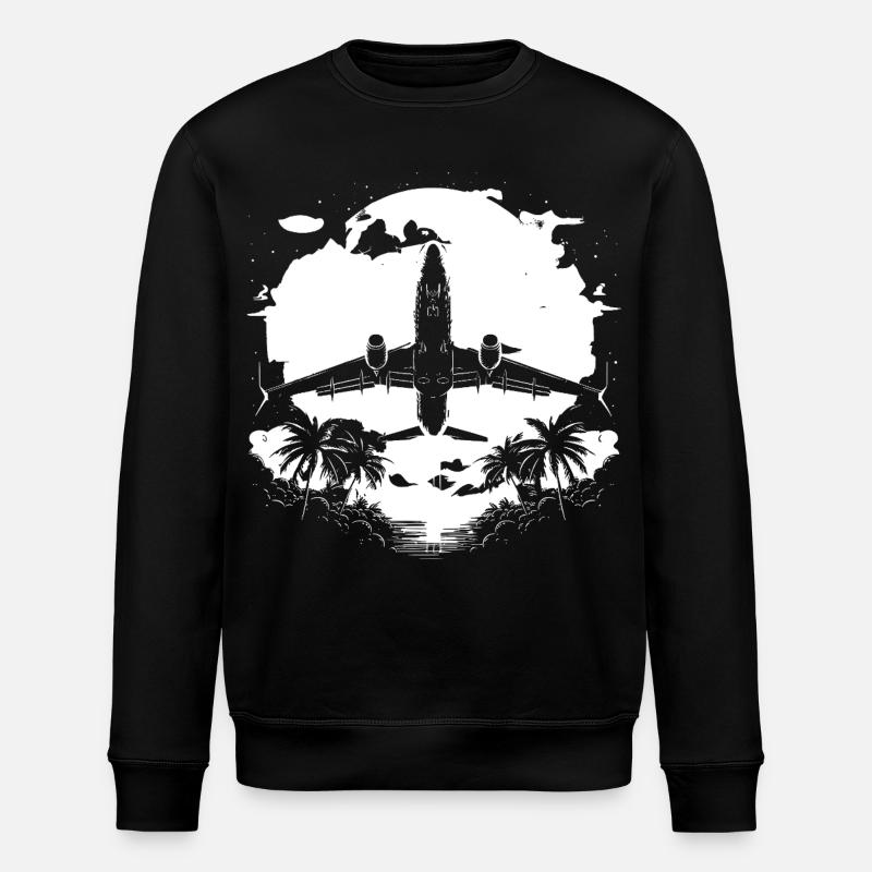 Flugzeug Skizze - Stanley/Stella Unisex Bio-Sweatshirt ROLLER - Schwarz
