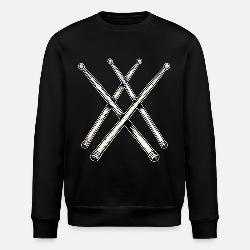 Drumsticks Line Art - Stanley/Stella ROLLER Unisex Organic Sweatshirt - black