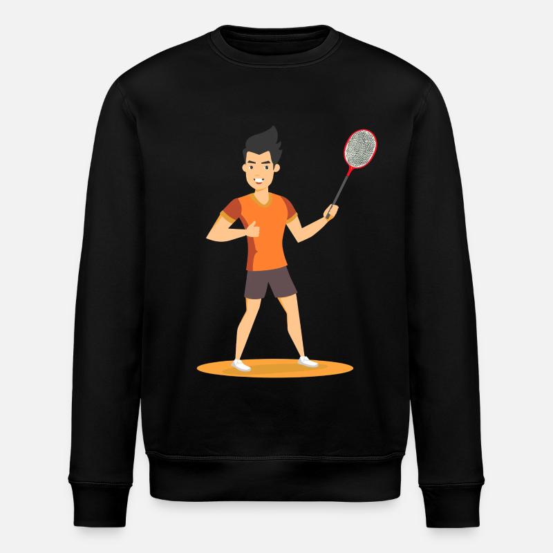 Badminton Player Comic Look - Stanley/Stella ROLLER Unisex Organic Sweatshirt - black