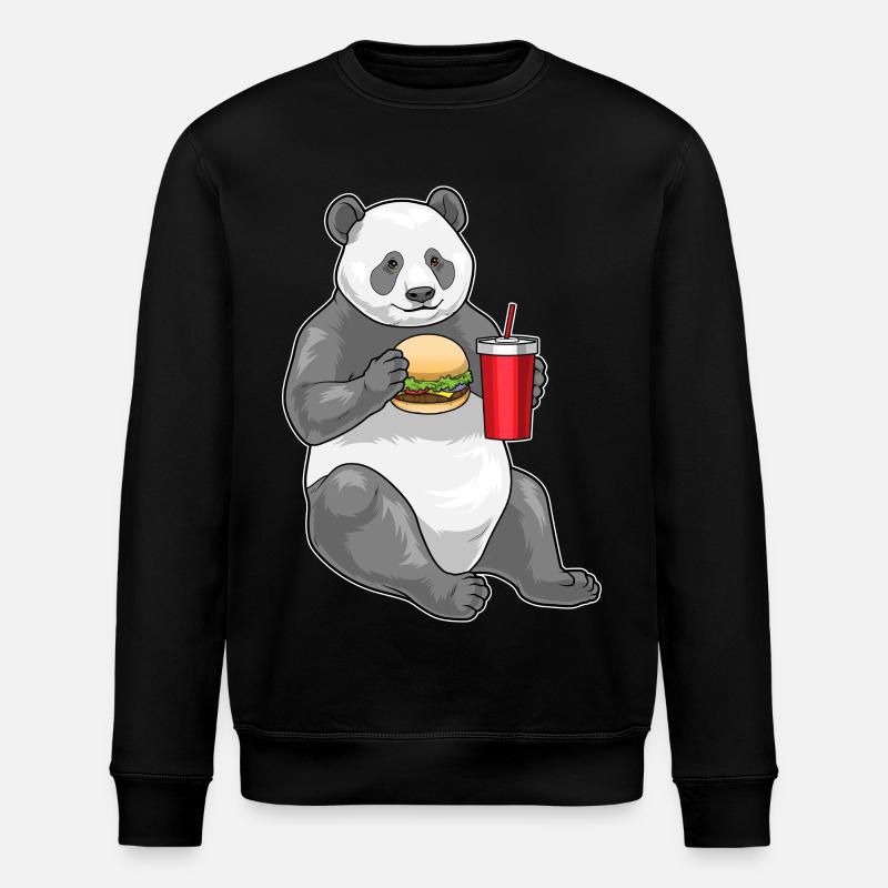 Panda Cheeseburger - Stanley/Stella ROLLER Unisex Organic Sweatshirt - black