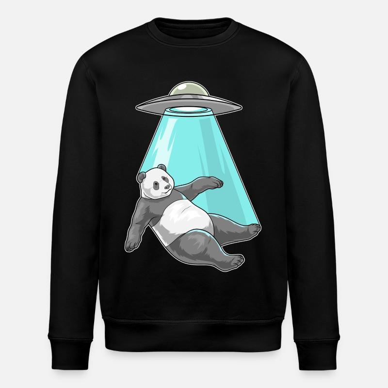 Panda Raumschiff - Stanley/Stella Unisex Bio-Sweatshirt ROLLER - Schwarz