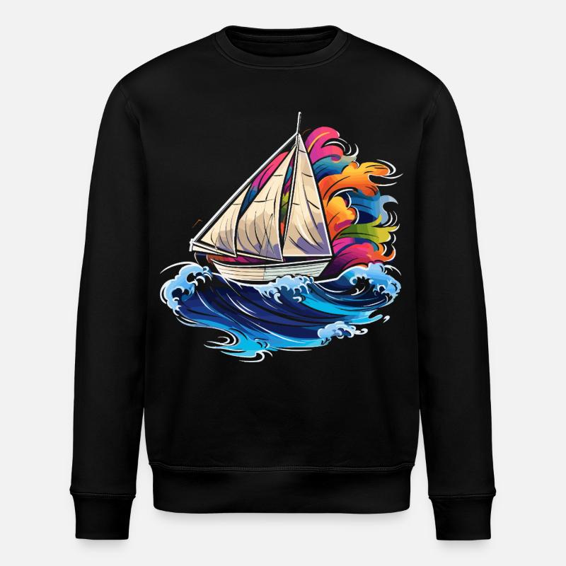 Sailing Synthwave - Stanley/Stella ROLLER Unisex Organic Sweatshirt - black