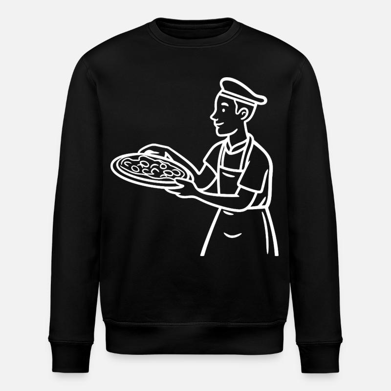 Pizza Baker Drawing - Stanley/Stella ROLLER Unisex Organic Sweatshirt - black