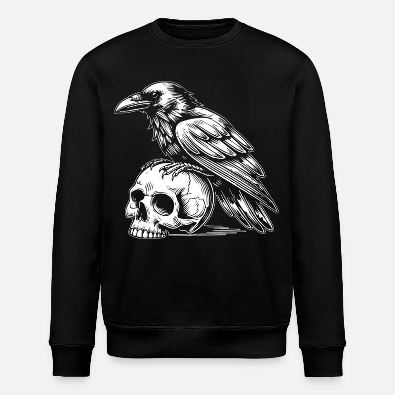 Rabe auf Totenkopf - Stanley/Stella Unisex Bio-Sweatshirt ROLLER - Schwarz
