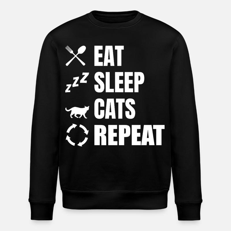 Manger dormir chats répéter - Sweat bio ROLLER Stanley/Stella Unisexe - noir