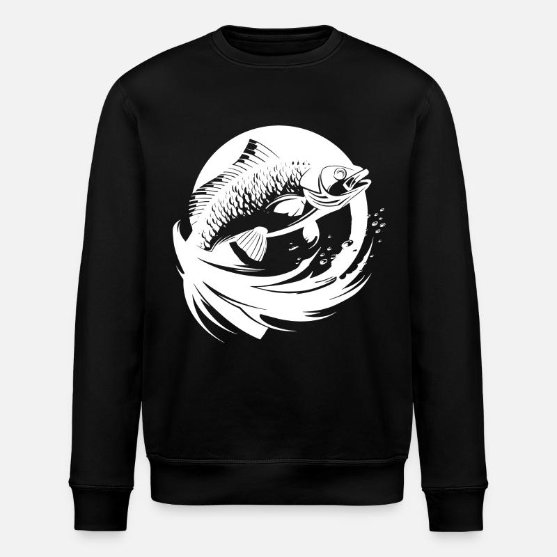 Fish Drawing - Stanley/Stella ROLLER Unisex Organic Sweatshirt - black
