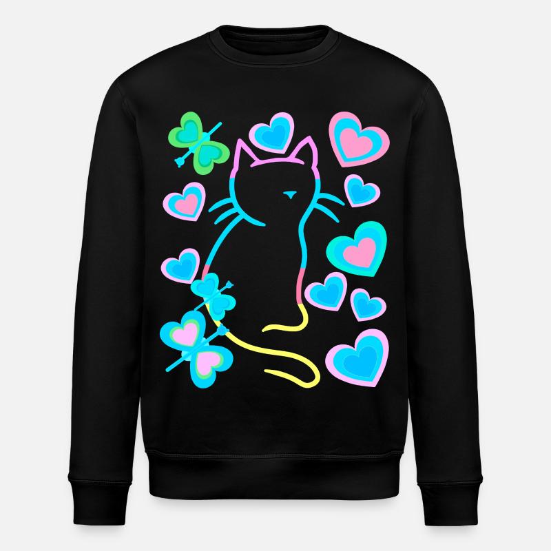 Retro Katze Katzen - Stanley/Stella Unisex Bio-Sweatshirt ROLLER - Schwarz