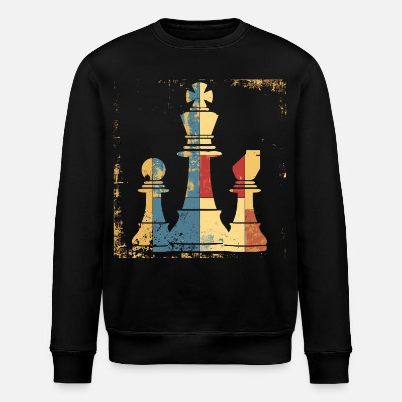 Chess Queen and King Graphic - Stanley/Stella ROLLER Unisex Organic Sweatshirt - black