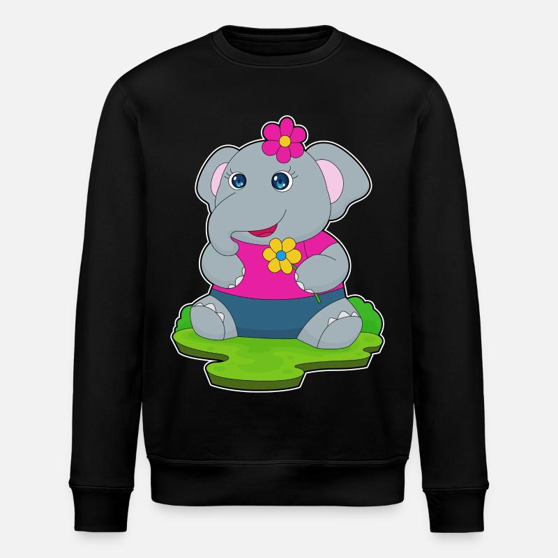 Elefant Blumen - Stanley/Stella Unisex Bio-Sweatshirt ROLLER - Schwarz