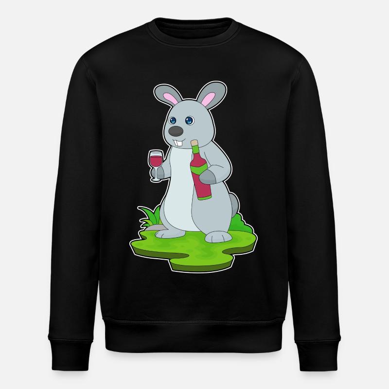 Hase Flasche Rotwein - Stanley/Stella Unisex Bio-Sweatshirt ROLLER - Schwarz