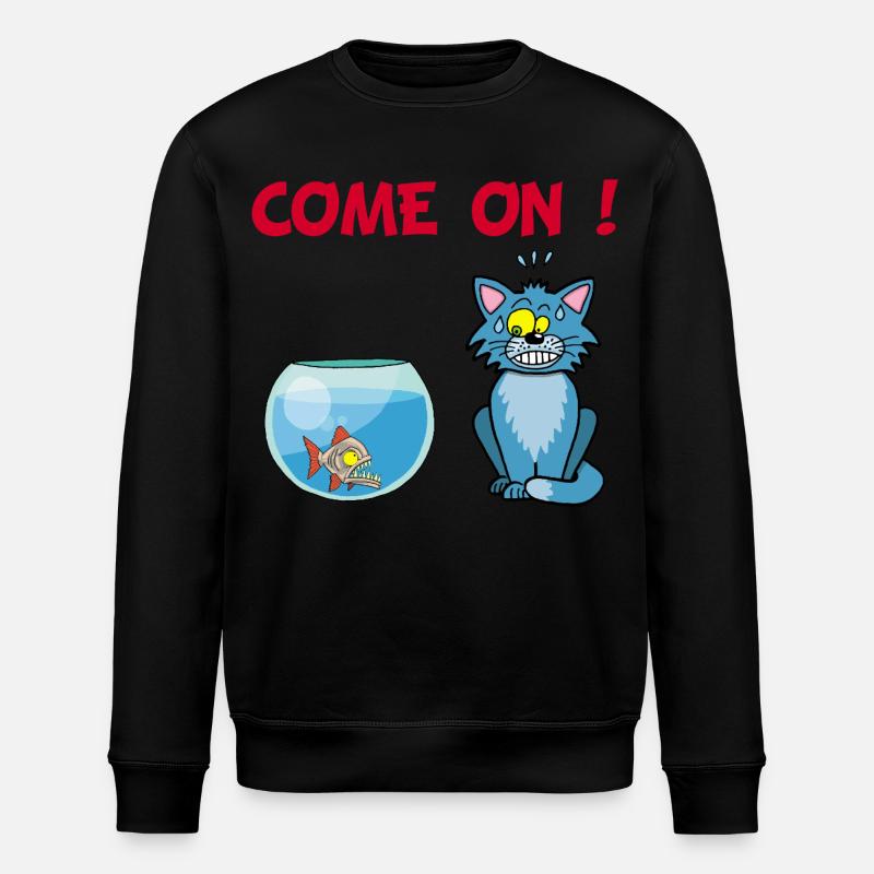 Katze und Piranha - Stanley/Stella Unisex Bio-Sweatshirt ROLLER - Schwarz