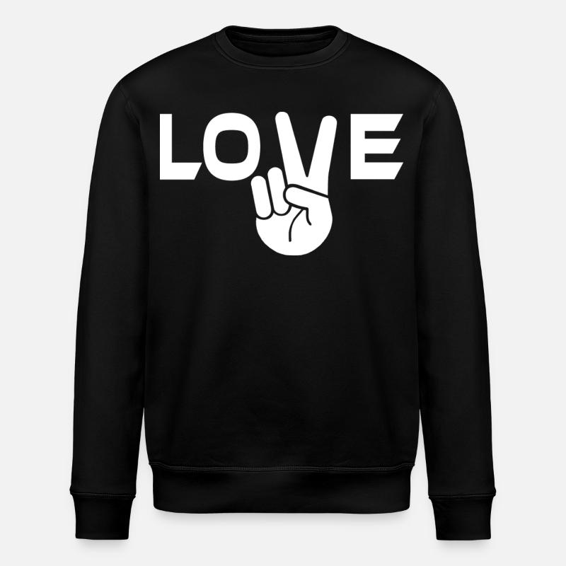 Liebe Victory Zeichen Hand - Stanley/Stella Unisex Bio-Sweatshirt ROLLER - Schwarz