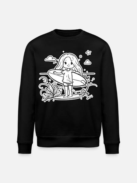Surfeuse fille dessin animé - Sweat bio ROLLER Stanley/Stella Unisexe - noir