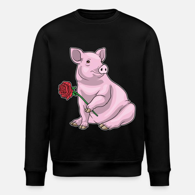 Pig Rose - Stanley/Stella ROLLER Unisex Organic Sweatshirt - black