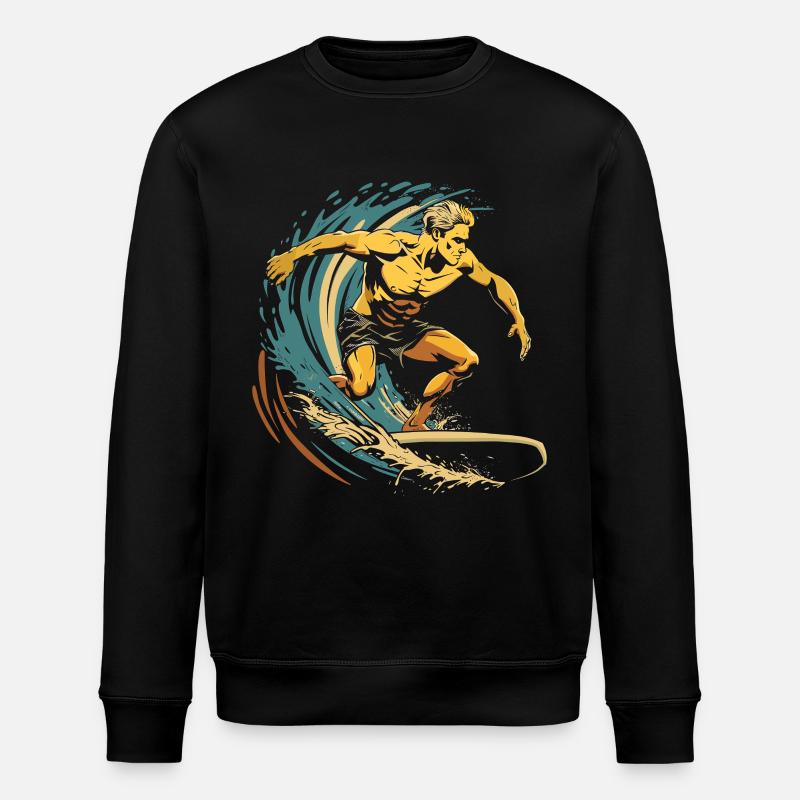 Surfer Graphics - Stanley/Stella ROLLER Unisex Organic Sweatshirt - black