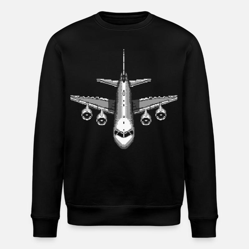 Flugzeug Pixel Kunst - Stanley/Stella Unisex Bio-Sweatshirt ROLLER - Schwarz