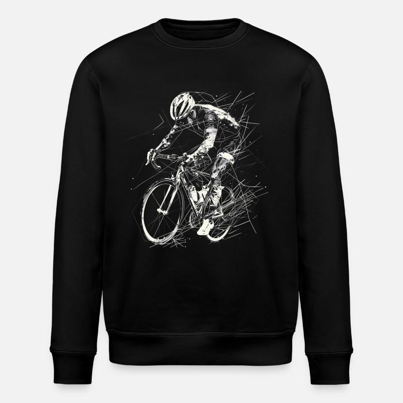 Radfahrer Zeichnung - Stanley/Stella Unisex Bio-Sweatshirt ROLLER - Schwarz