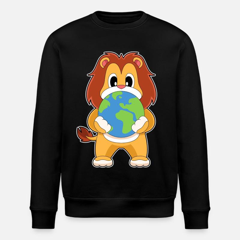 Lion Earth Globe - Stanley/Stella ROLLER Unisex Organic Sweatshirt - black
