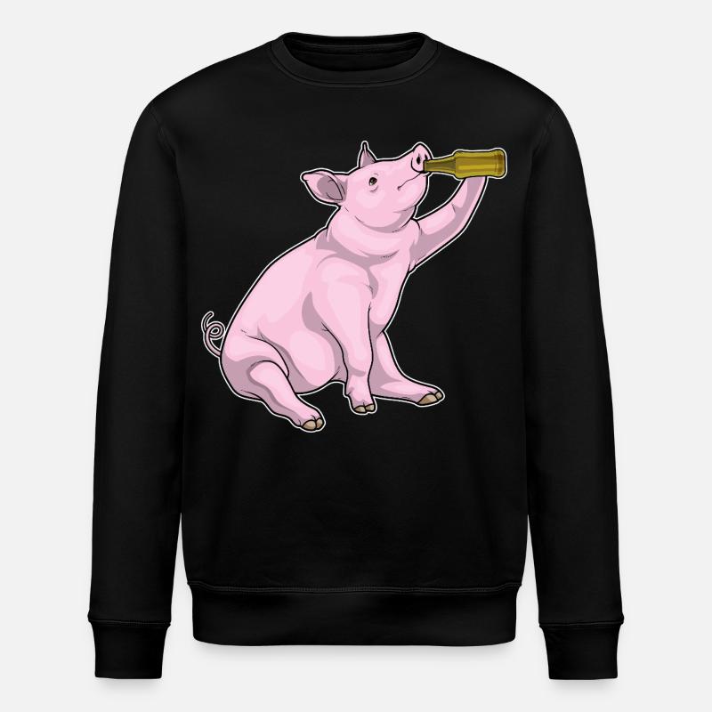 Schwein Flasche Bier - Stanley/Stella Unisex Bio-Sweatshirt ROLLER - Schwarz
