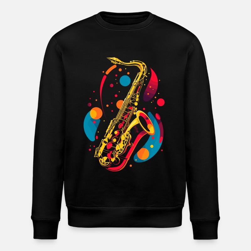 Saxophone Graphics - Stanley/Stella ROLLER Unisex Organic Sweatshirt - black