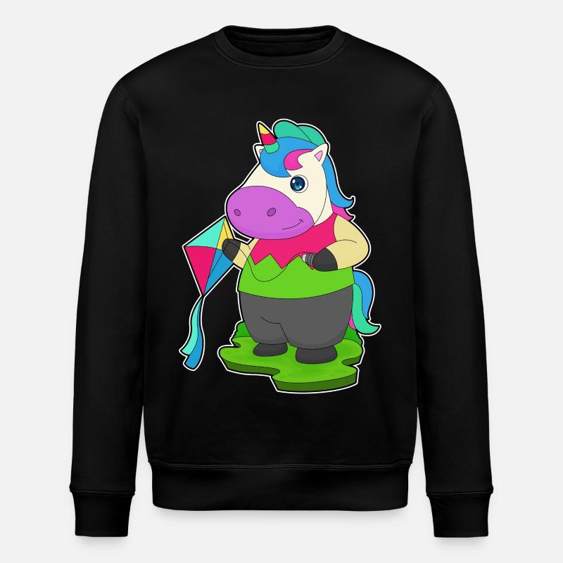 Einhorn Drachenfliegen Drachen - Stanley/Stella Unisex Bio-Sweatshirt ROLLER - Schwarz