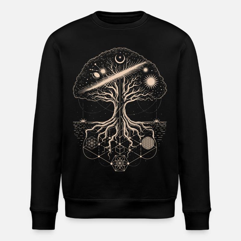 Mystischer Baum des Lebens Geometrie Kunst - Stanley/Stella Unisex Bio-Sweatshirt ROLLER - Schwarz