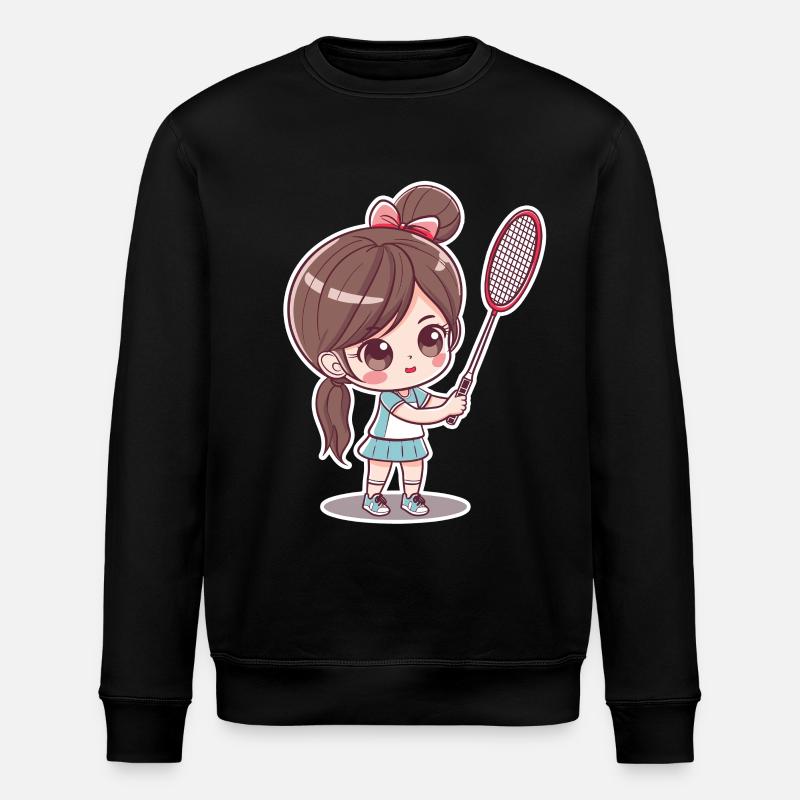 Badmintonspielerin Comic - Stanley/Stella Unisex Bio-Sweatshirt ROLLER - Schwarz