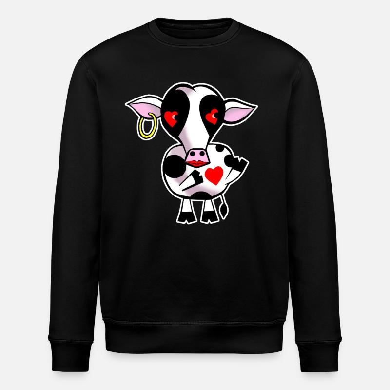 Cow with heart - Stanley/Stella ROLLER Unisex Organic Sweatshirt - black