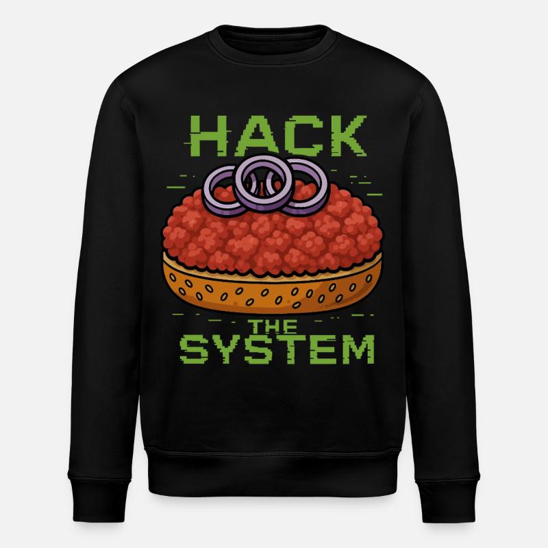 Hack the System – Mettbrötchen Shirt - Gourmett - Stanley/Stella Unisex Bio-Sweatshirt ROLLER - Schwarz