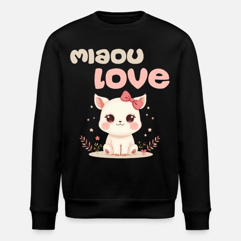 Meow Love Character von Helfspawn - Stanley/Stella Unisex Bio-Sweatshirt ROLLER - Schwarz