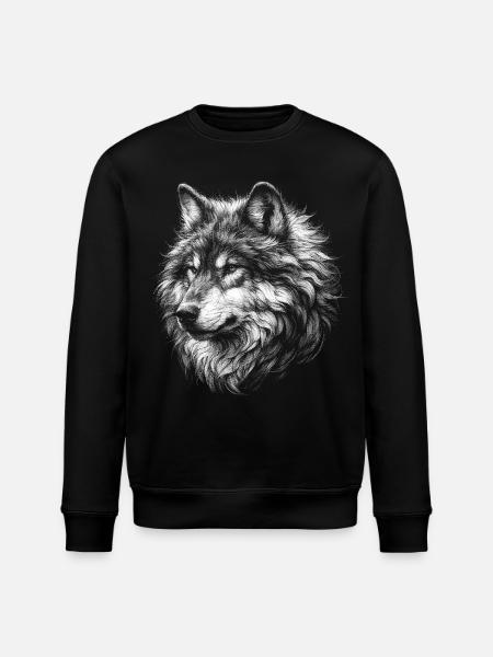 Mystisk ulv portræt motiv - Stanley/Stella økologisk unisex-sweatshirt ROLLER - sort