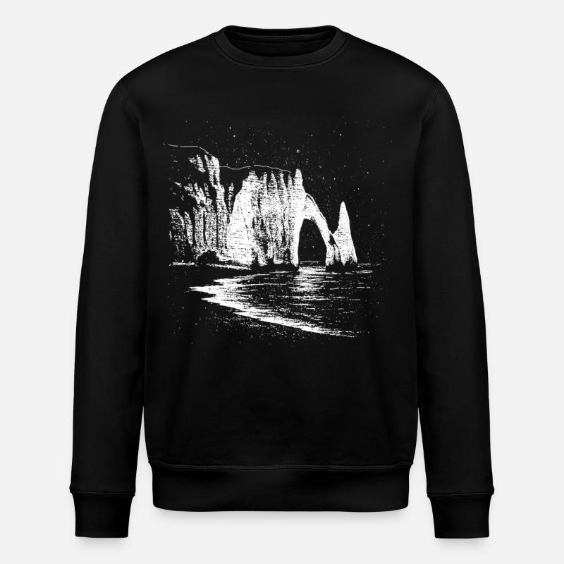 Sternennacht über Étretat - Stanley/Stella Unisex Bio-Sweatshirt ROLLER - Schwarz
