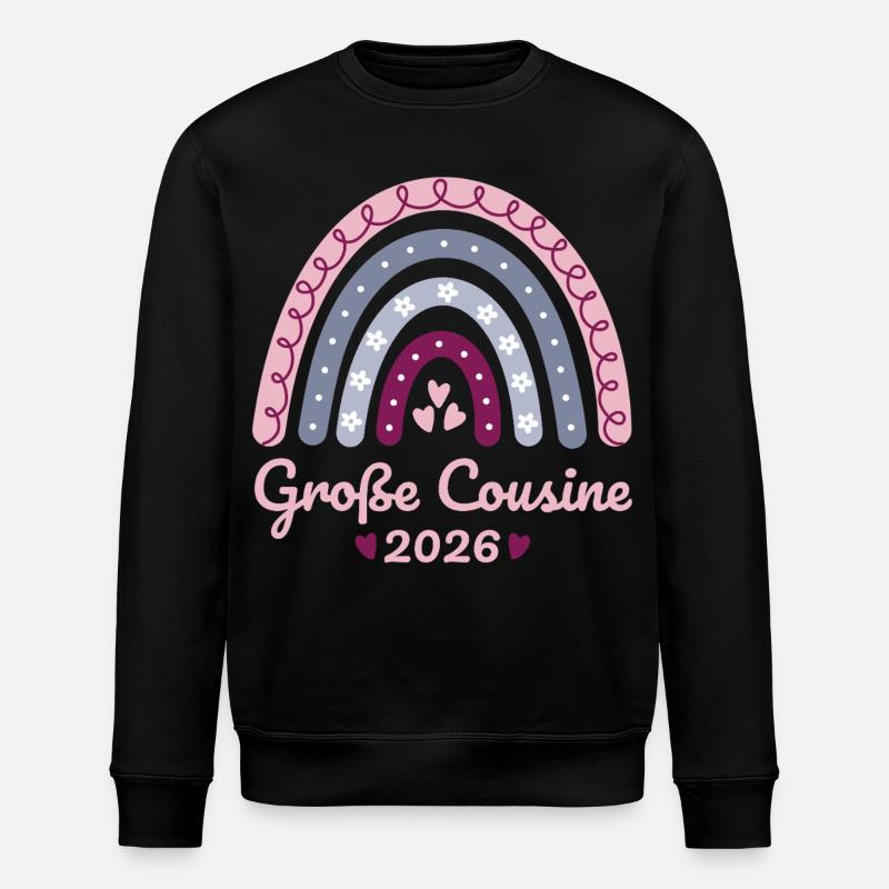 Große Cousine 2026 Regenbogen - Stanley/Stella Unisex Bio-Sweatshirt ROLLER - Schwarz