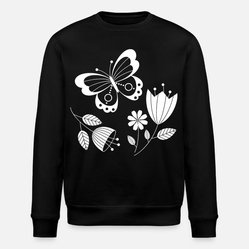 Papillon avec des fleurs - Sweat bio ROLLER Stanley/Stella Unisexe - noir