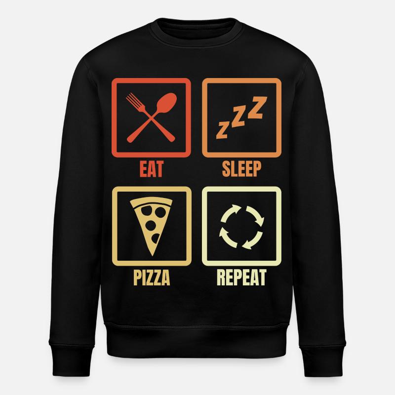 Eat Sleep Pizza Repeat - Stanley/Stella ROLLER Unisex Organic Sweatshirt - black