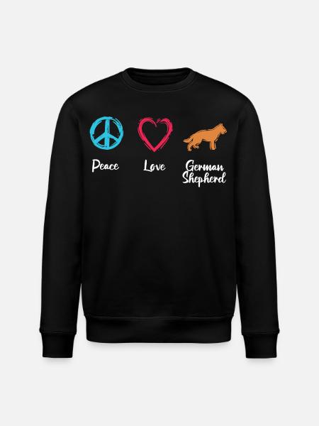 Peace Love Shepherd Dog - Stanley/Stella ROLLER Unisex Organic Sweatshirt - black