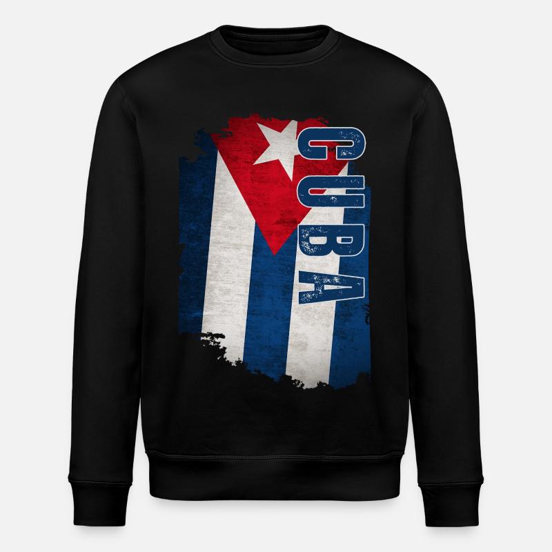 Vertical Cuban flag, Cuban pride - Stanley/Stella ROLLER Unisex Organic Sweatshirt - black