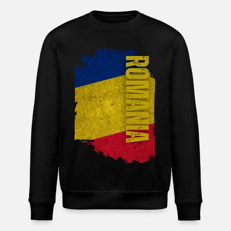 Romania Flag Vertical, Master Romania - Stanley/Stella ROLLER Unisex Organic Sweatshirt - black