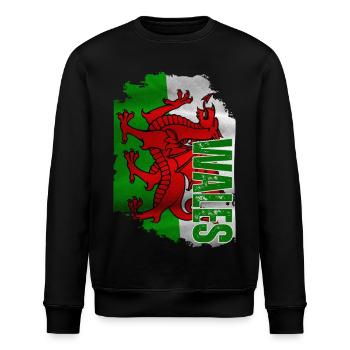 Vertikale walisische Flagge, walisischer Stolz - Stanley/Stella Unisex Bio-Sweatshirt ROLLER - Schwarz - Vorne - Nik (191cm)