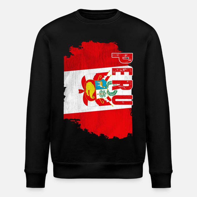 Vertical Peruvian flag, Peruvian pride - Stanley/Stella ROLLER Unisex Organic Sweatshirt - black