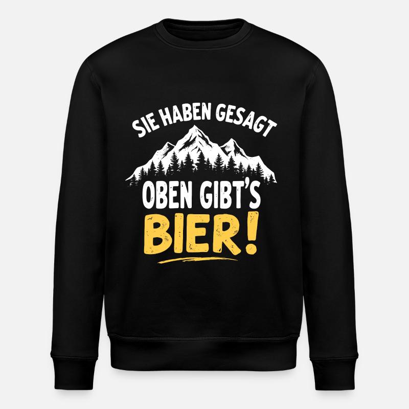 Wandern Oben gibt´s Bier - Stanley/Stella Unisex Bio-Sweatshirt ROLLER - Schwarz