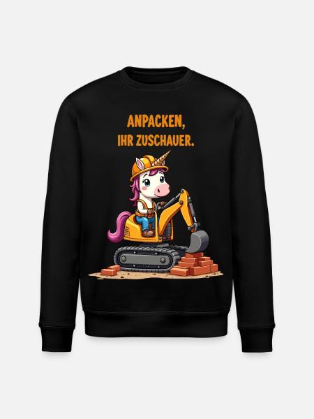 Einhorn Baggermeister - Stanley/Stella Unisex Bio-Sweatshirt ROLLER - Schwarz