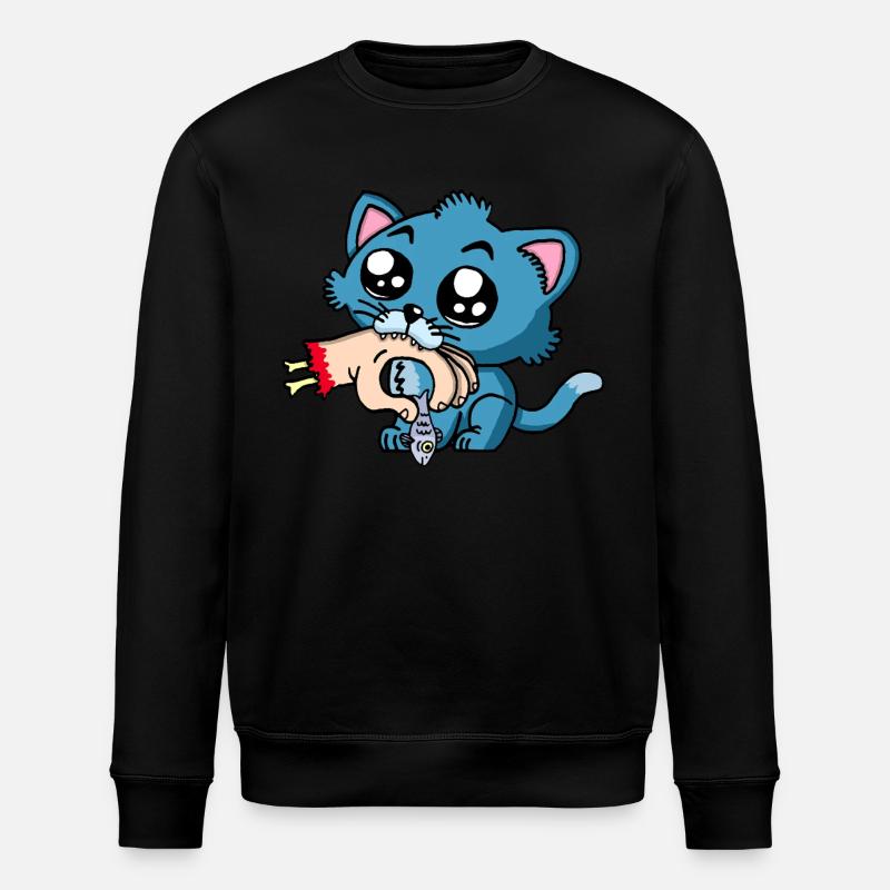 Das Kätzchen hat Hunger! - Stanley/Stella Unisex Bio-Sweatshirt ROLLER - Schwarz