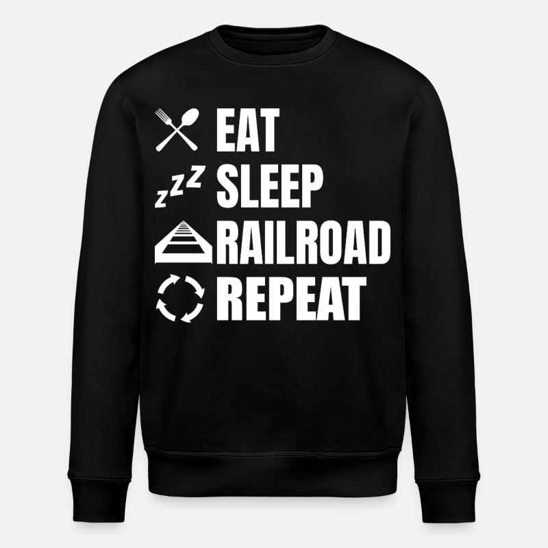 Eat Sleep Railroad Repeat - Stanley/Stella Unisex Bio-Sweatshirt ROLLER - Schwarz