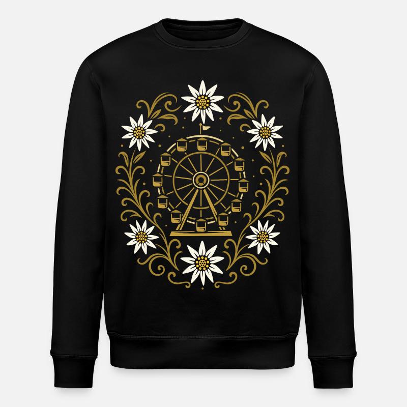 Riesenrad & Edelweiß - nostalgisches Festdesign - Stanley/Stella Unisex Bio-Sweatshirt ROLLER - Schwarz