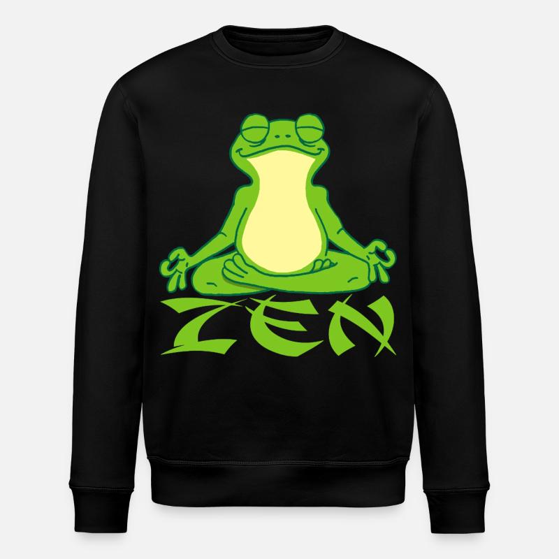 Frosch beim Yoga - Stanley/Stella Unisex Bio-Sweatshirt ROLLER - Schwarz