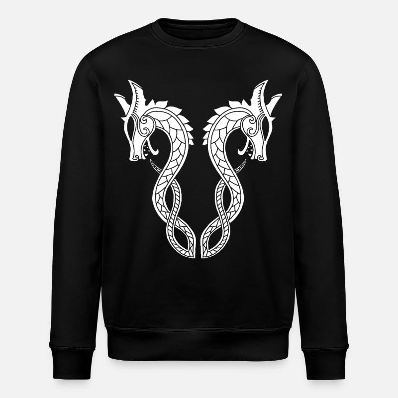 Dragon blanc à deux têtes - Sweat bio ROLLER Stanley/Stella Unisexe - noir